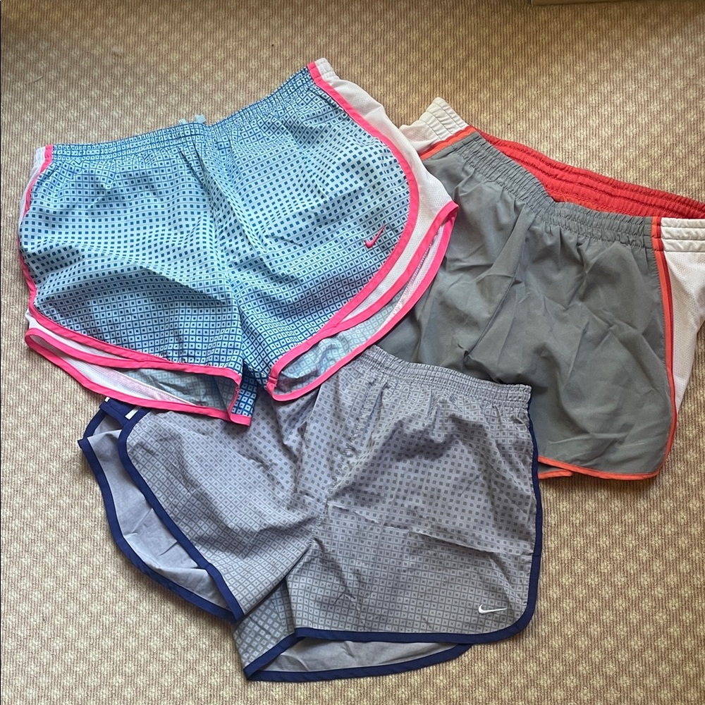 Nike Women's Athletic Shorts Trio - Blue, Gray, Pink
